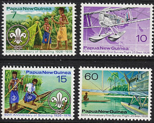 Папуа Новая Гвинея, 1976, Скауты, Авиация,4 марки
